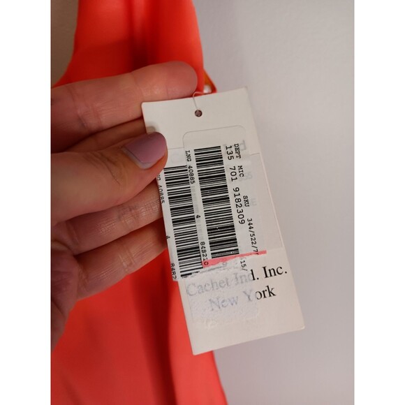 New Cachet Orange Dress Formal Fit And Flair Sz 4 - Picture 2 of 5